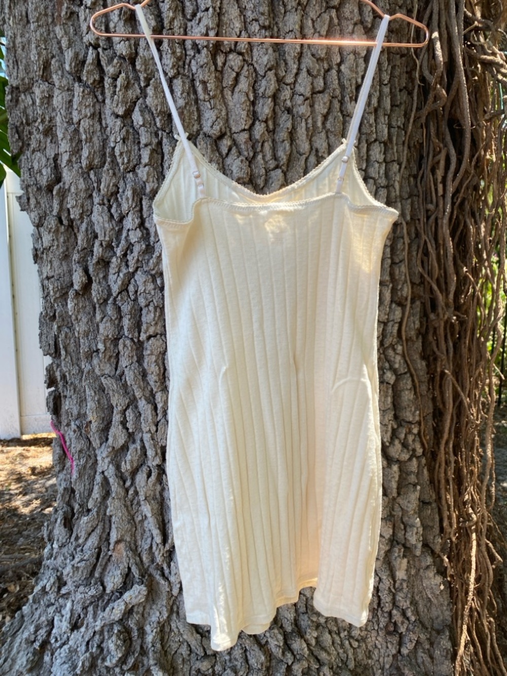 Christy Dawn Cream Ribbed Slip Dress with Adjustable Straps - Picture 6 of 8